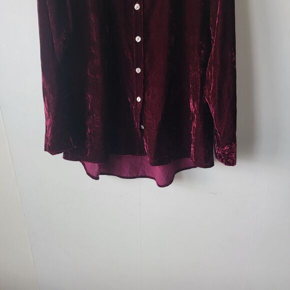 Habitat womens Velvet Button Down Shirt sz M long sleeve whimsical fairy grunge - Picture 4 of 8